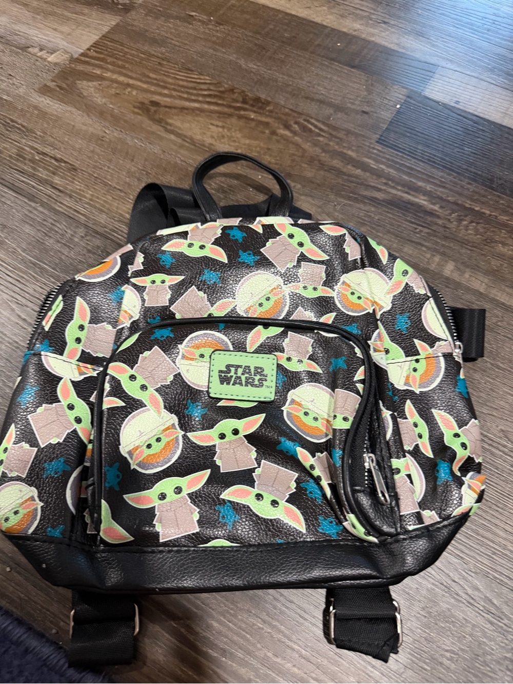 Star Wars Grogu Black and Green Kids Backpack with Teal Accents